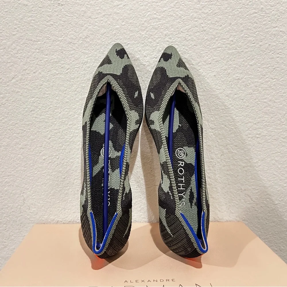 Rothy's The Point Flats in Olive Camo, Size 10, New in Box